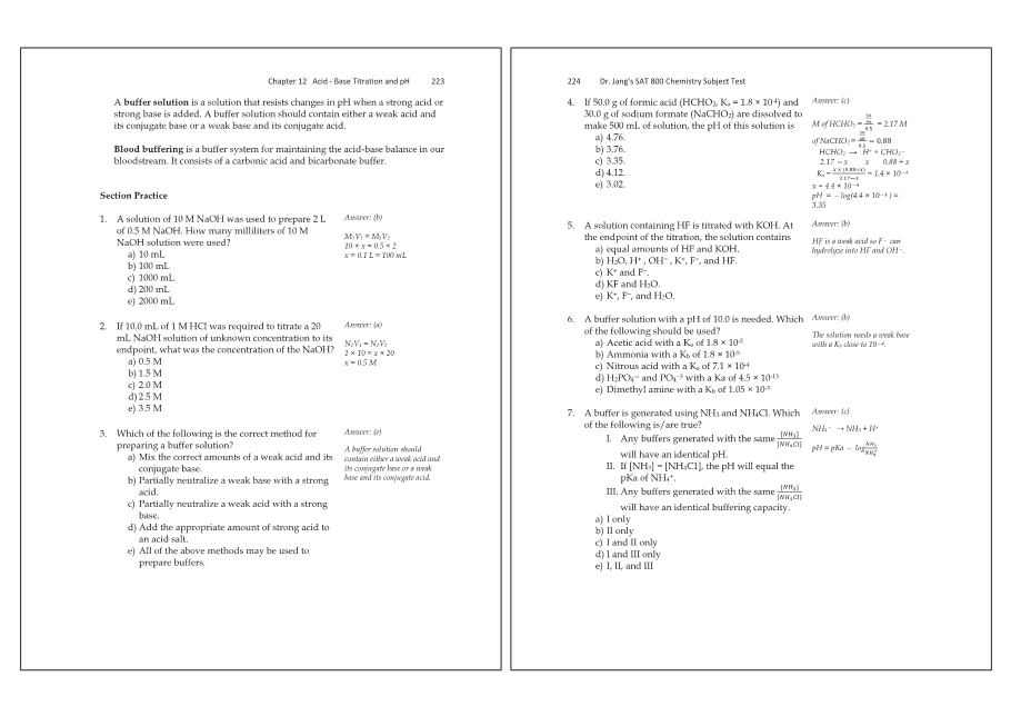 Dr.jang's SAT 800 Chemistry
