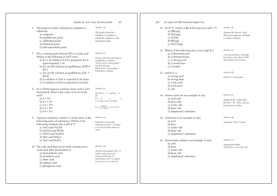 Dr.jang's SAT 800 Chemistry