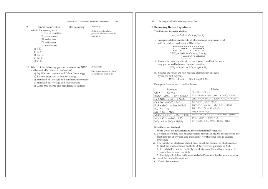Dr.jang's SAT 800 Chemistry