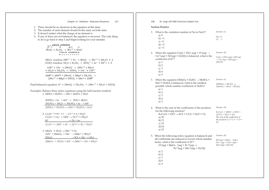 Dr.jang's SAT 800 Chemistry