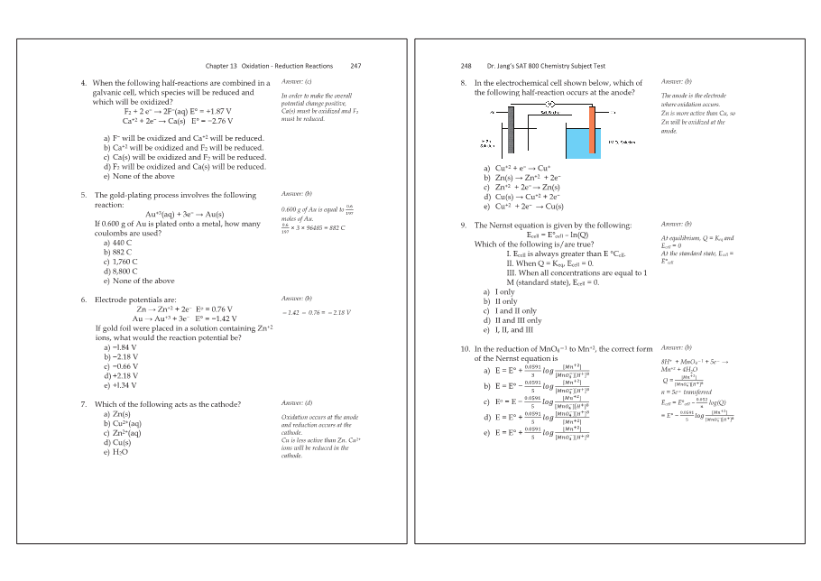 Dr.jang's SAT 800 Chemistry