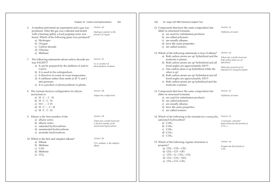 Dr.jang's SAT 800 Chemistry