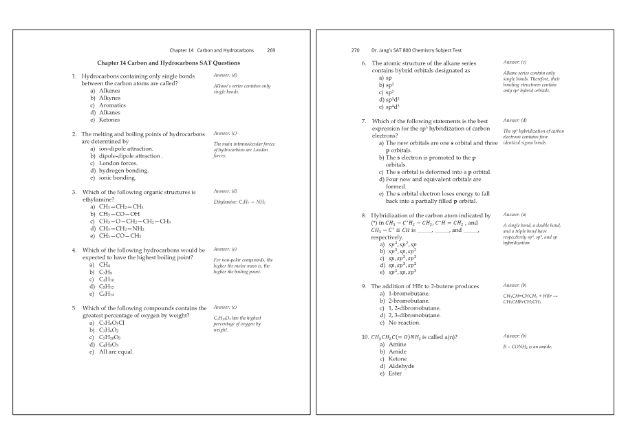 Dr.jang's SAT 800 Chemistry