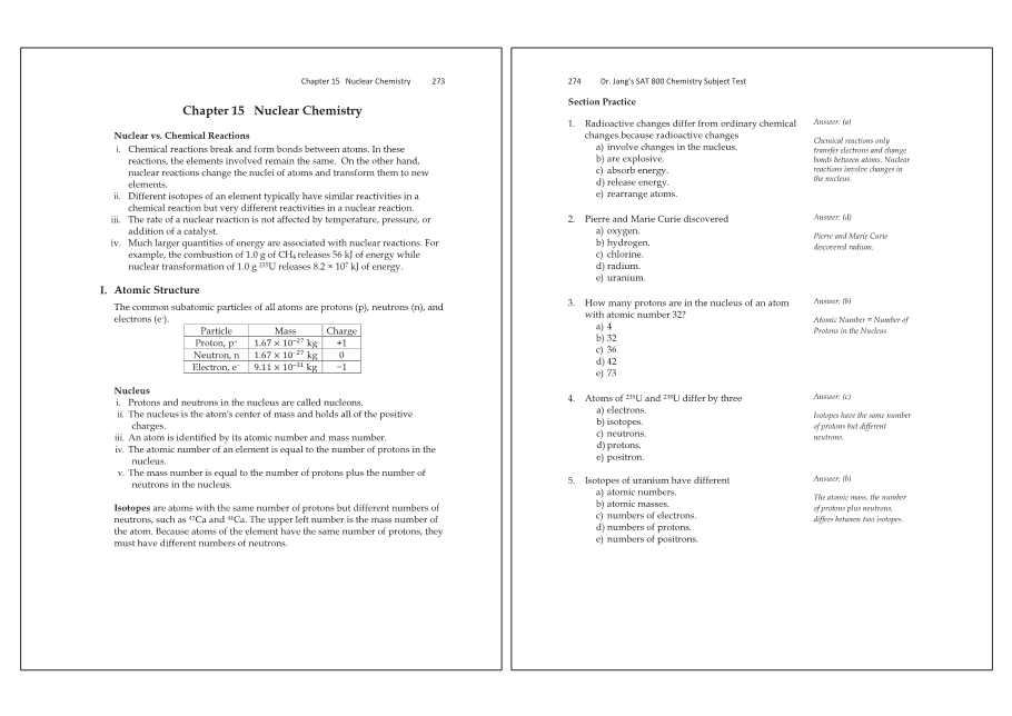 Dr.jang's SAT 800 Chemistry