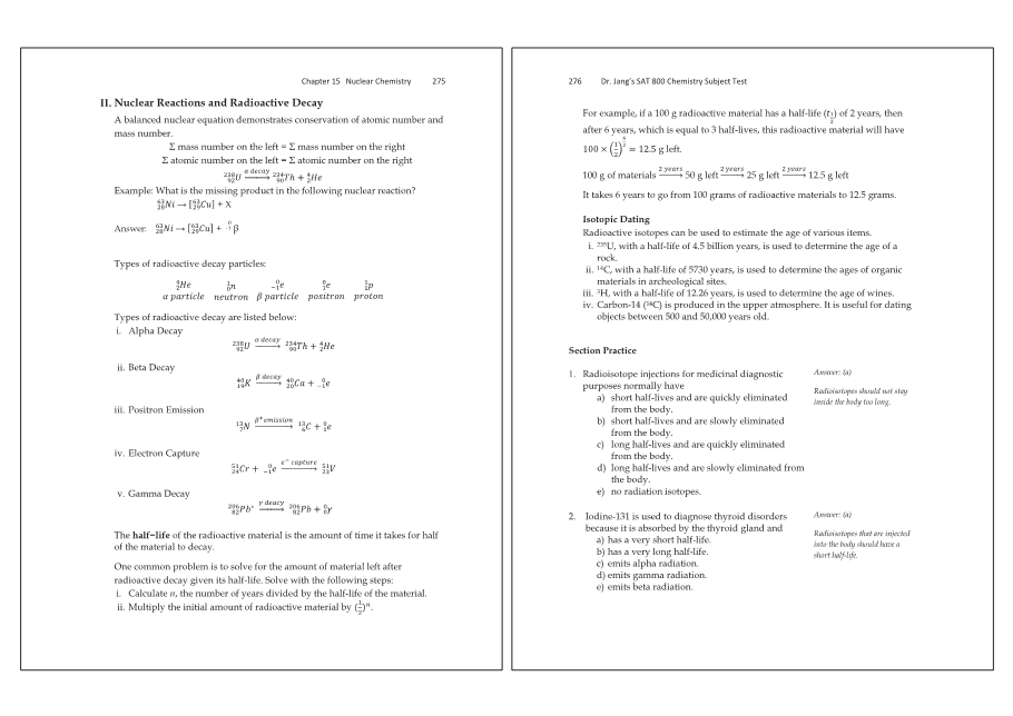 Dr.jang's SAT 800 Chemistry