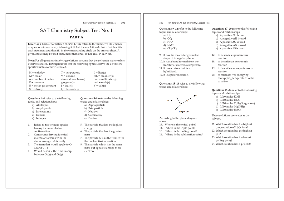 Dr.jang's SAT 800 Chemistry