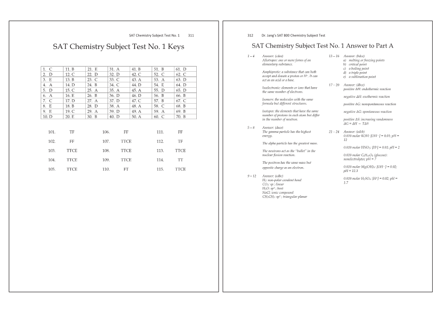 Dr.jang's SAT 800 Chemistry