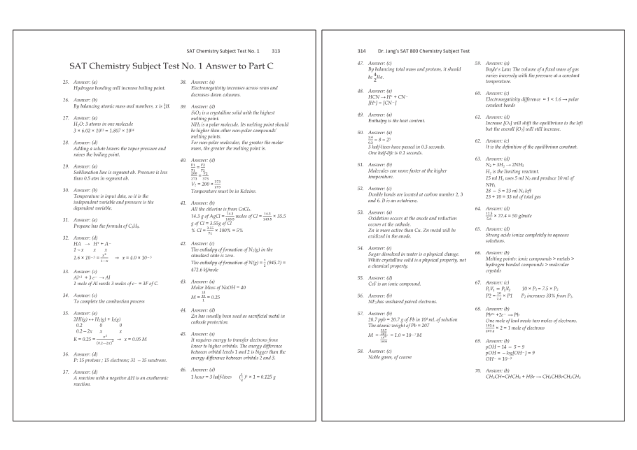 Dr.jang's SAT 800 Chemistry