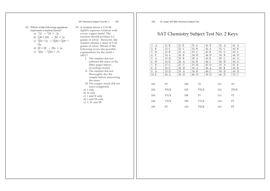 Dr.jang's SAT 800 Chemistry