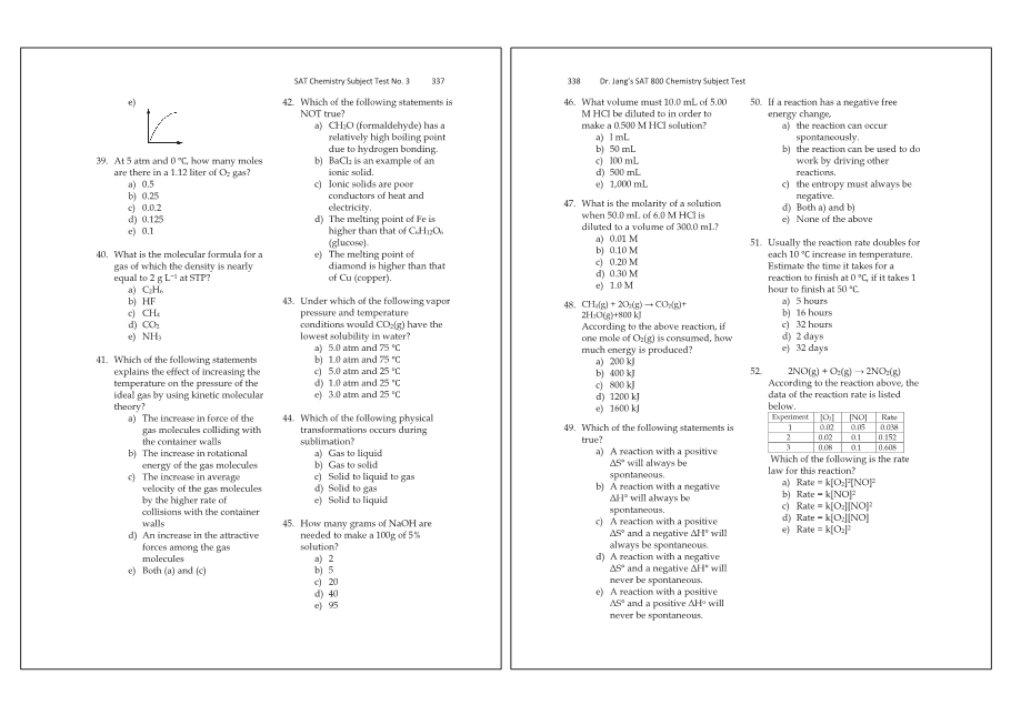 Dr.jang's SAT 800 Chemistry