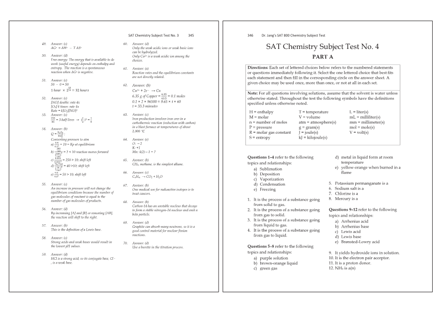 Dr.jang's SAT 800 Chemistry