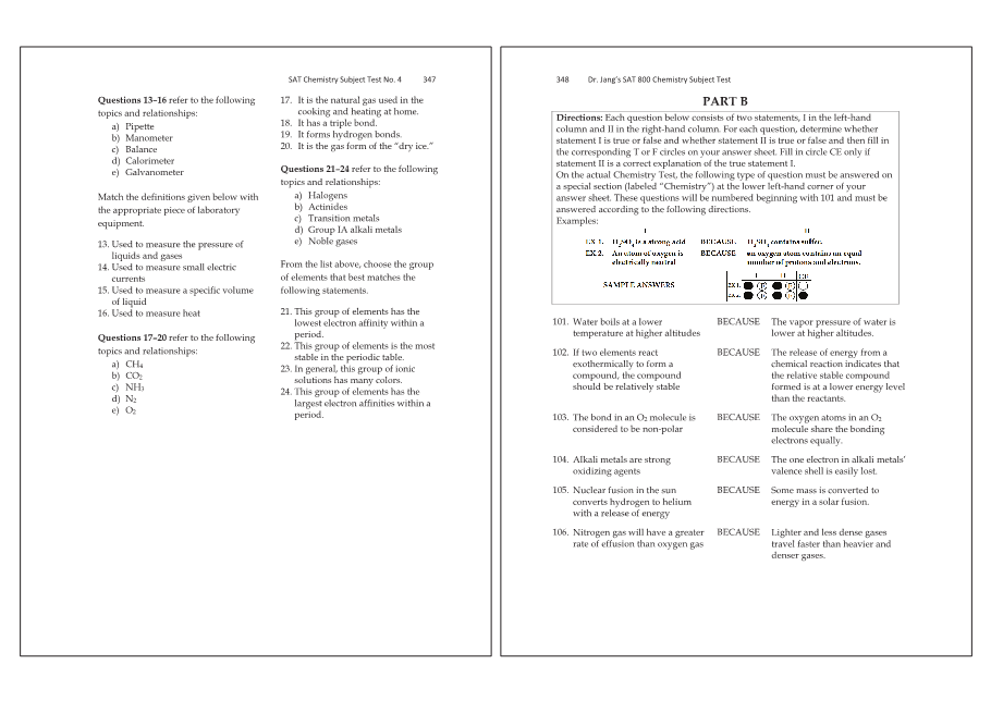 Dr.jang's SAT 800 Chemistry