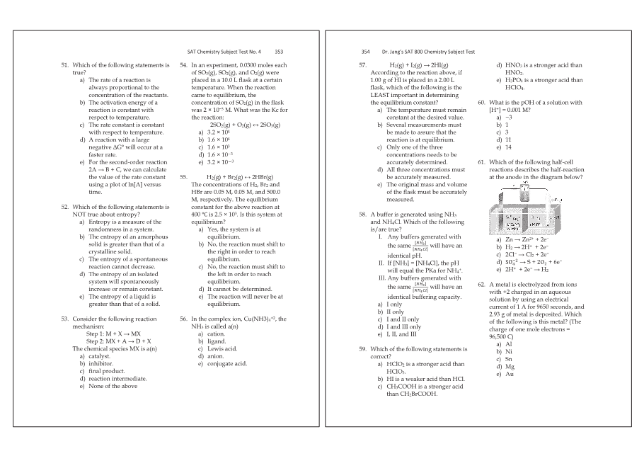 Dr.jang's SAT 800 Chemistry