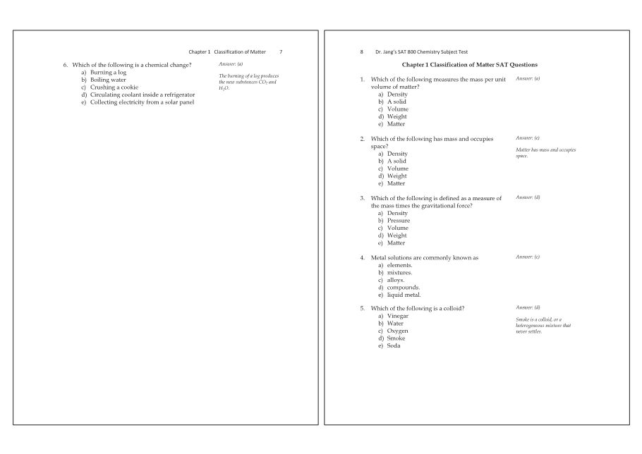Dr.jang's SAT 800 Chemistry