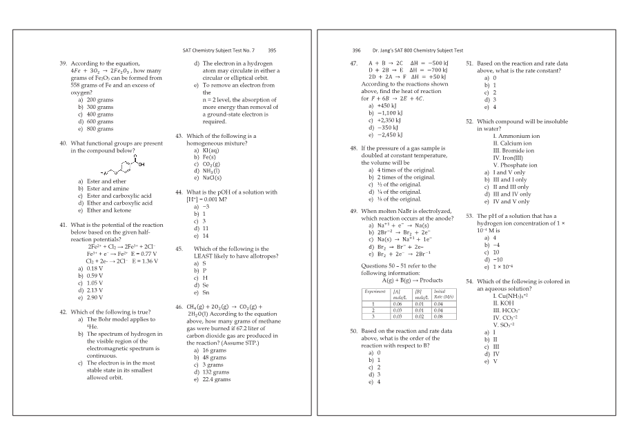 Dr.jang's SAT 800 Chemistry