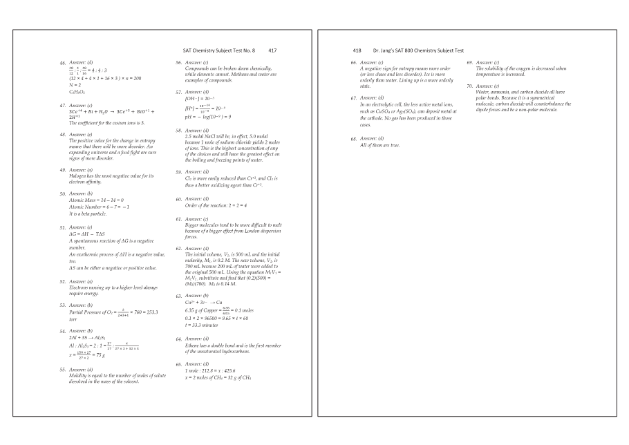 Dr.jang's SAT 800 Chemistry