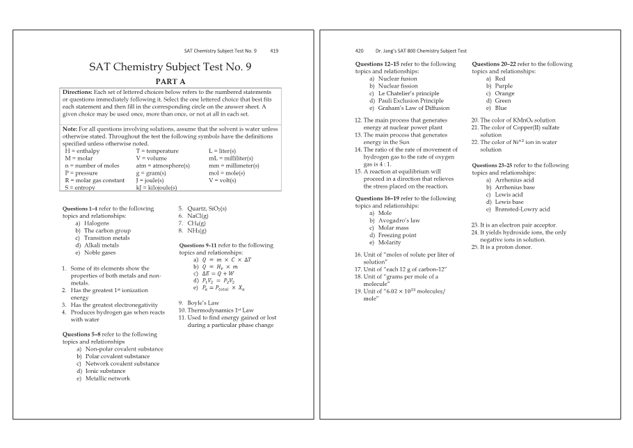 Dr.jang's SAT 800 Chemistry