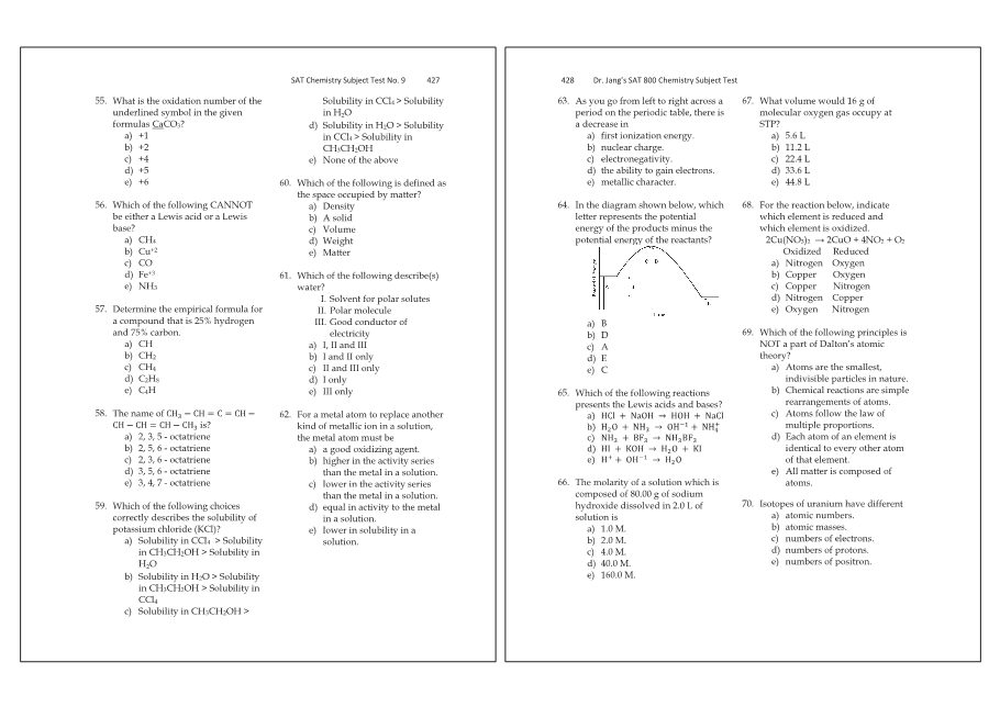 Dr.jang's SAT 800 Chemistry