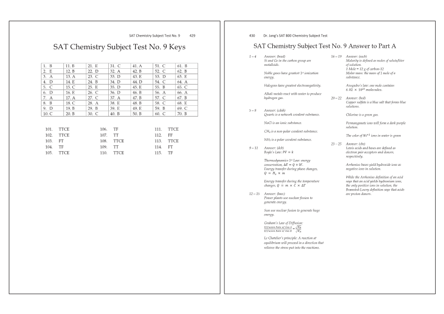 Dr.jang's SAT 800 Chemistry