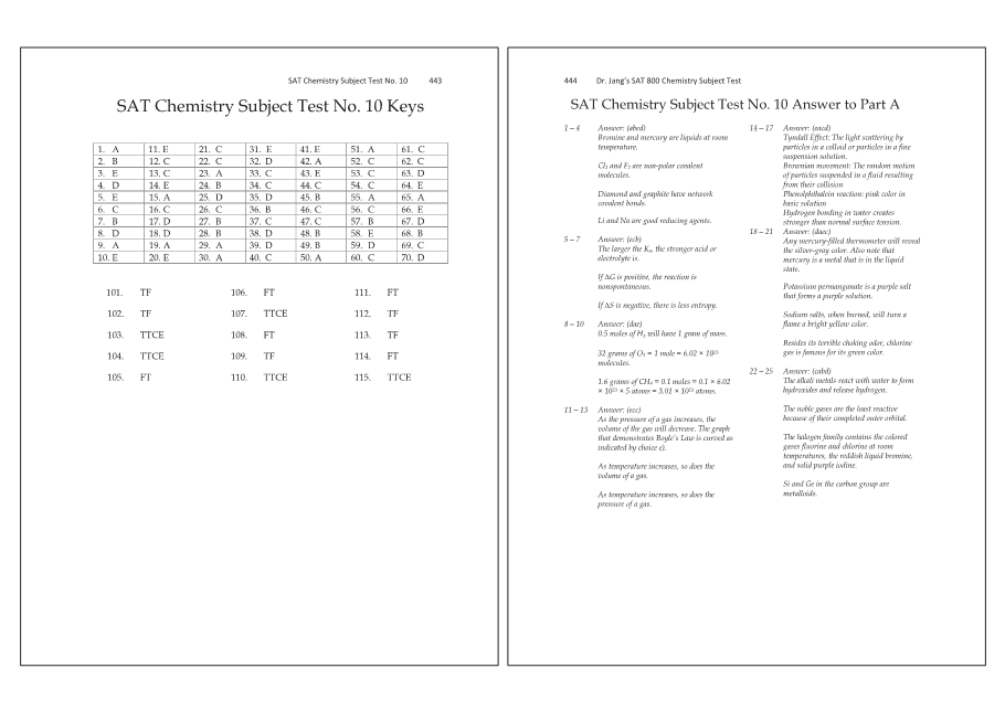 Dr.jang's SAT 800 Chemistry