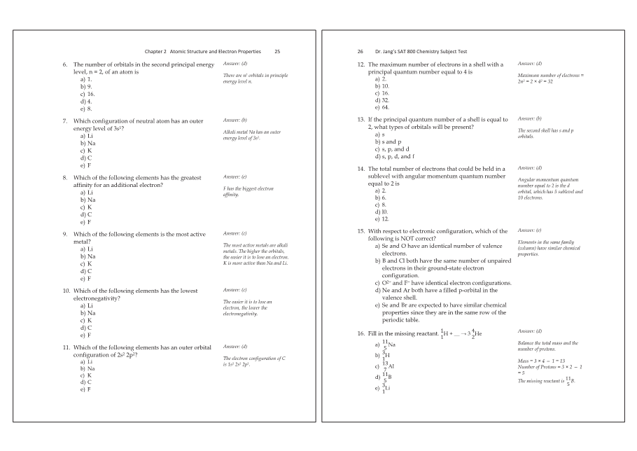 Dr.jang's SAT 800 Chemistry