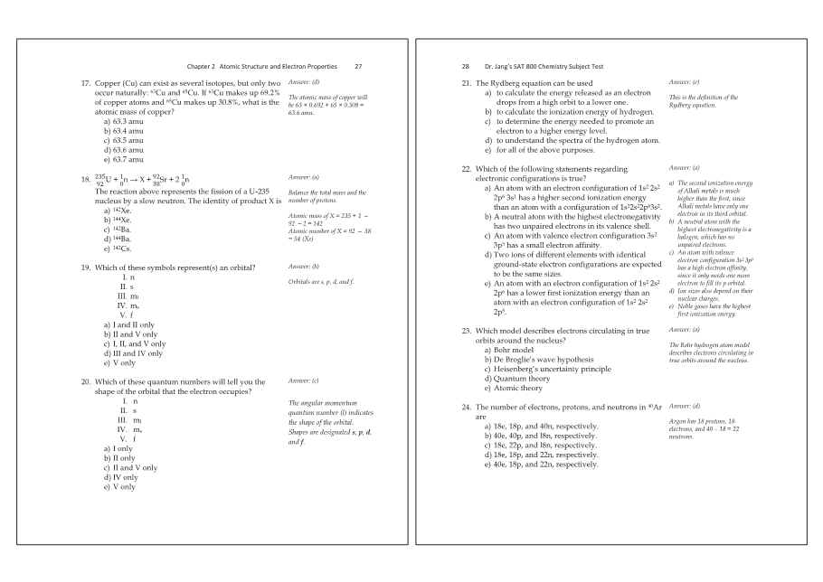 Dr.jang's SAT 800 Chemistry