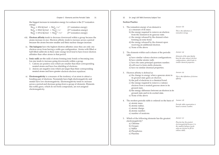 Dr.jang's SAT 800 Chemistry