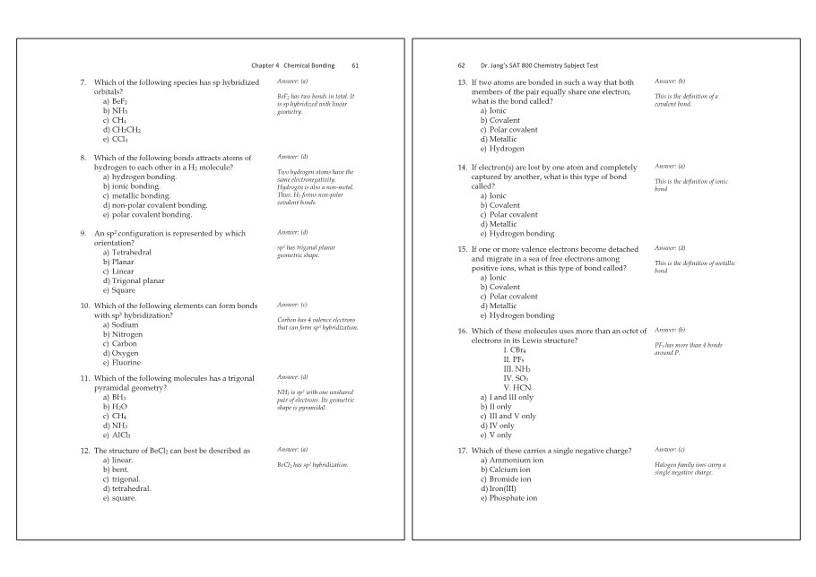 Dr.jang's SAT 800 Chemistry