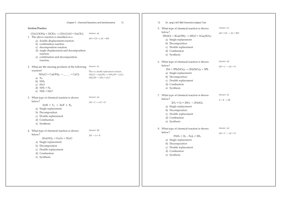 Dr.jang's SAT 800 Chemistry