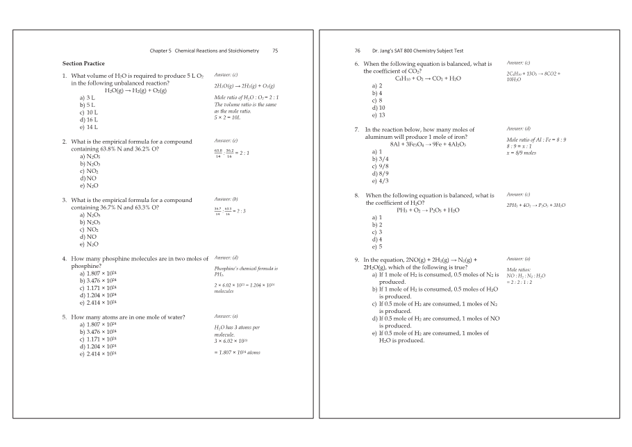 Dr.jang's SAT 800 Chemistry