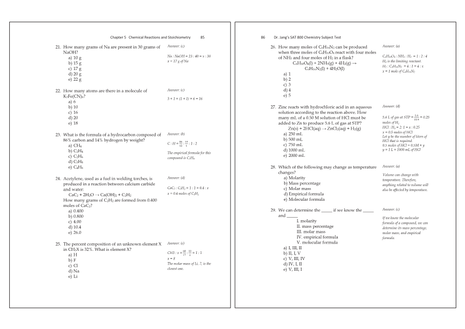 Dr.jang's SAT 800 Chemistry