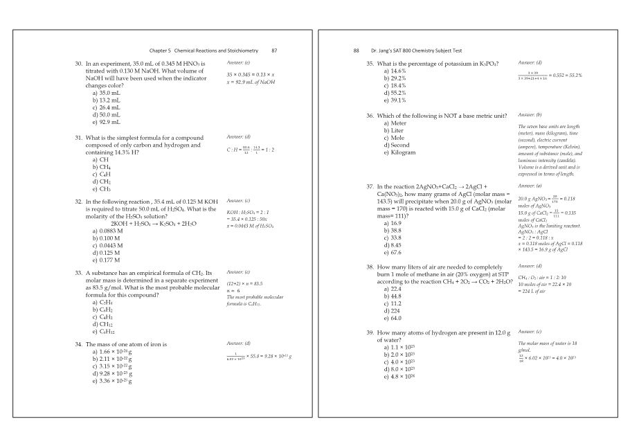 Dr.jang's SAT 800 Chemistry
