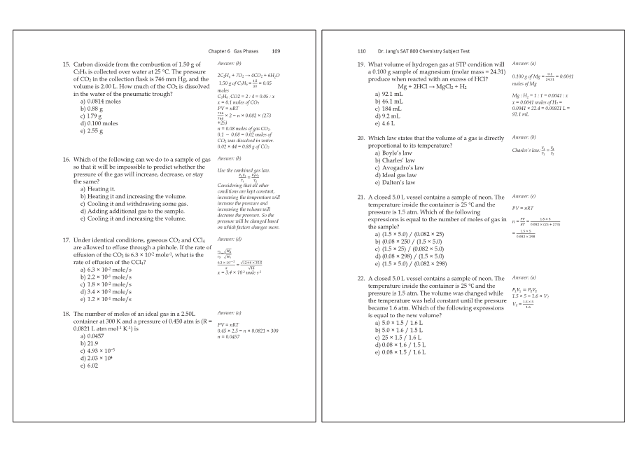 Dr.jang's SAT 800 Chemistry