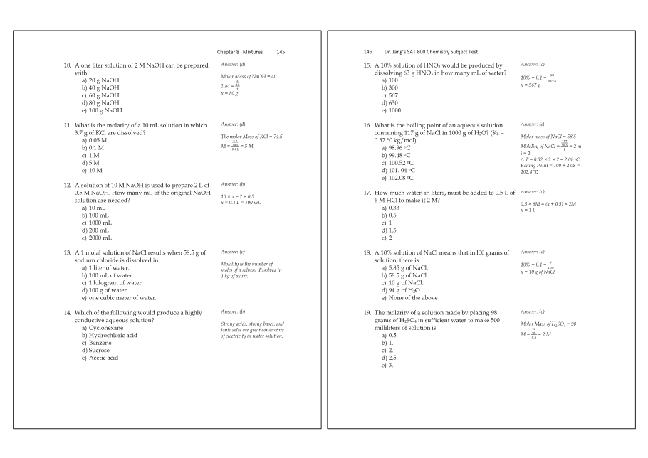 Dr.jang's SAT 800 Chemistry