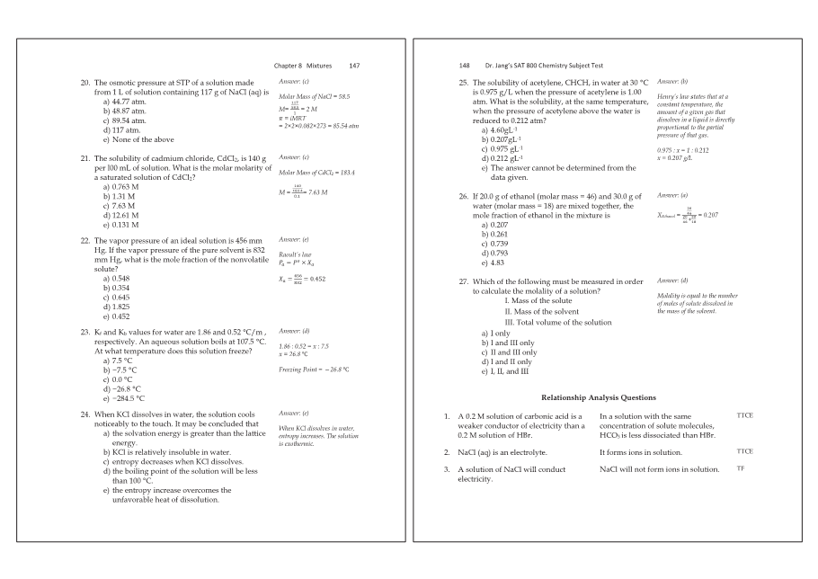 Dr.jang's SAT 800 Chemistry