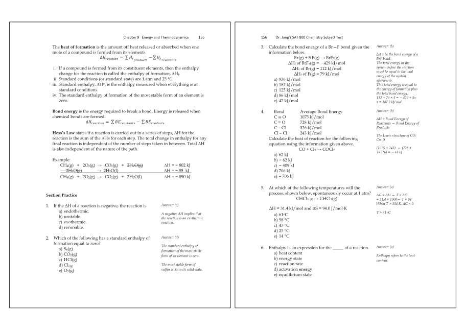 Dr.jang's SAT 800 Chemistry