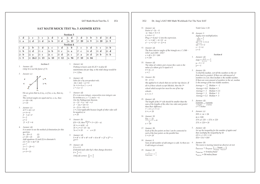Dr.jang's SAT 800 Math