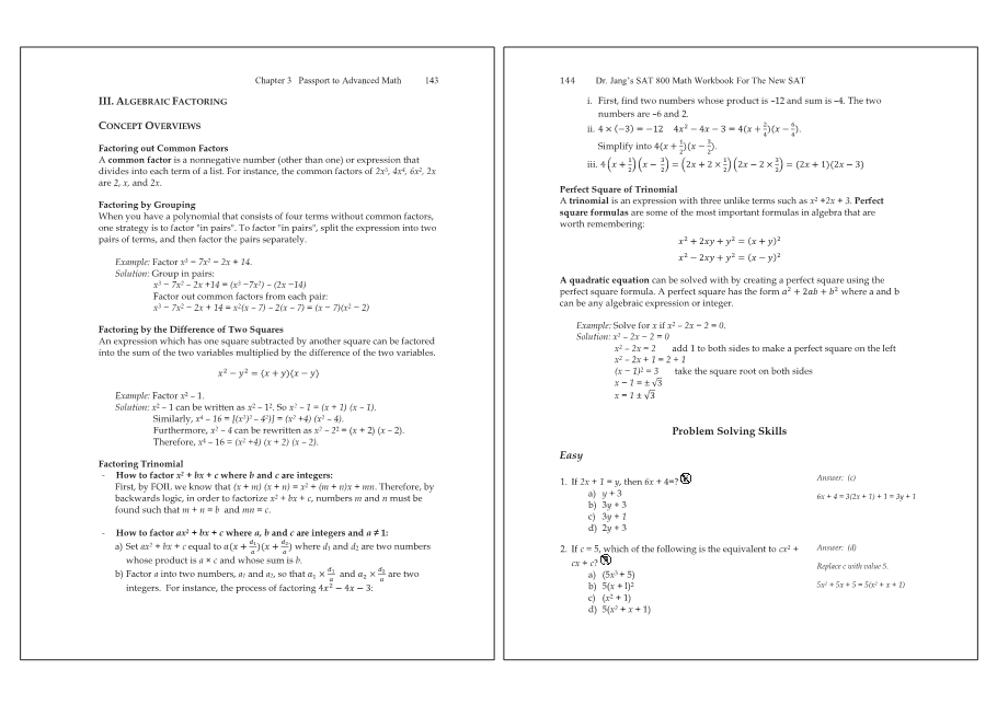 Dr.jang's SAT 800 Math