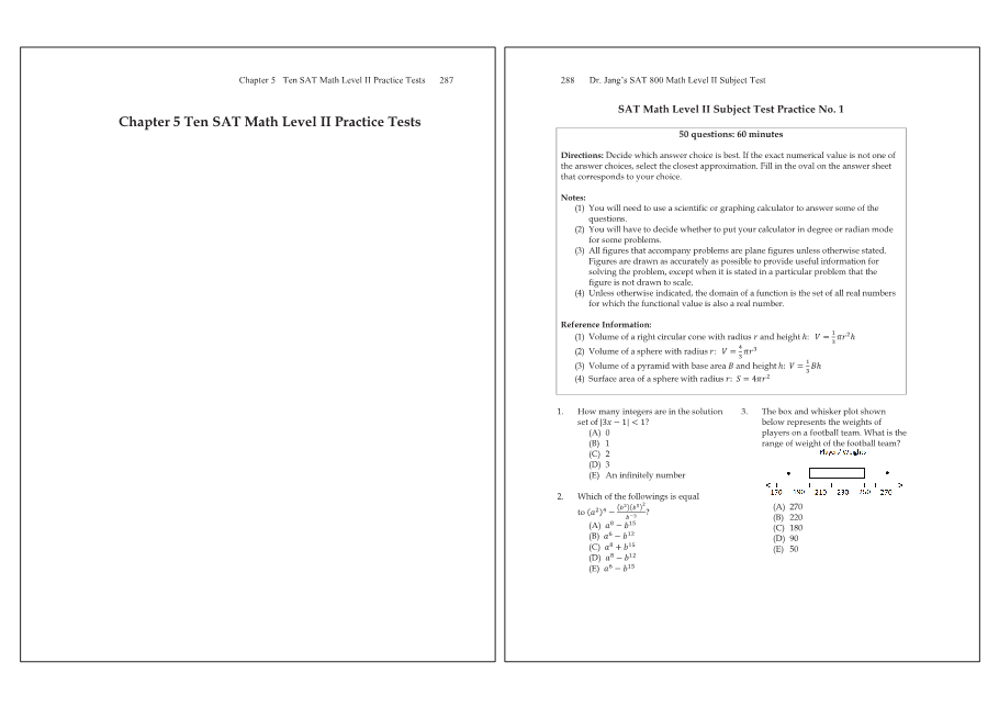 Dr.jang's SAT 800 Math2