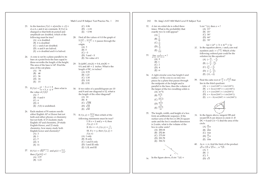 Dr.jang's SAT 800 Math2