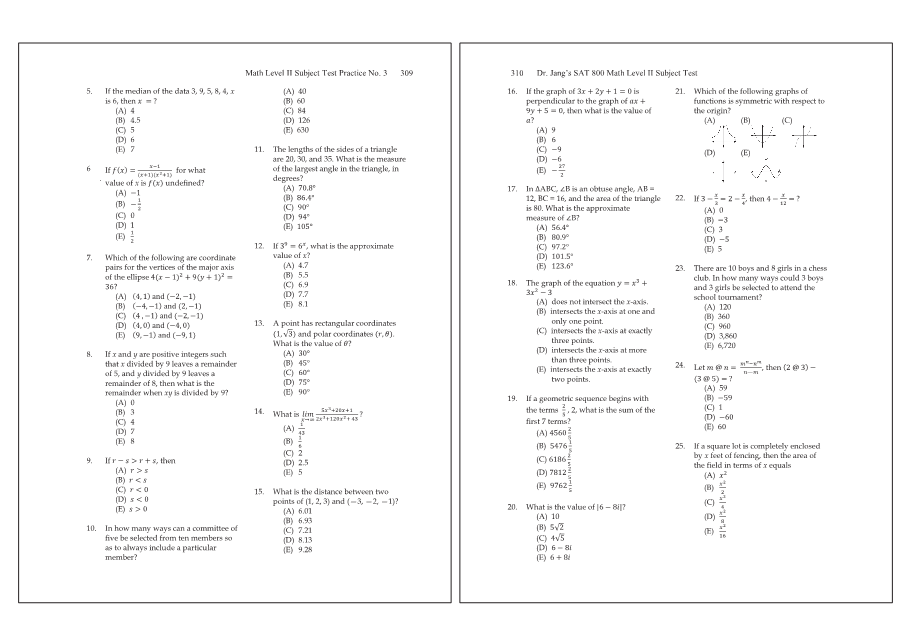 Dr.jang's SAT 800 Math2