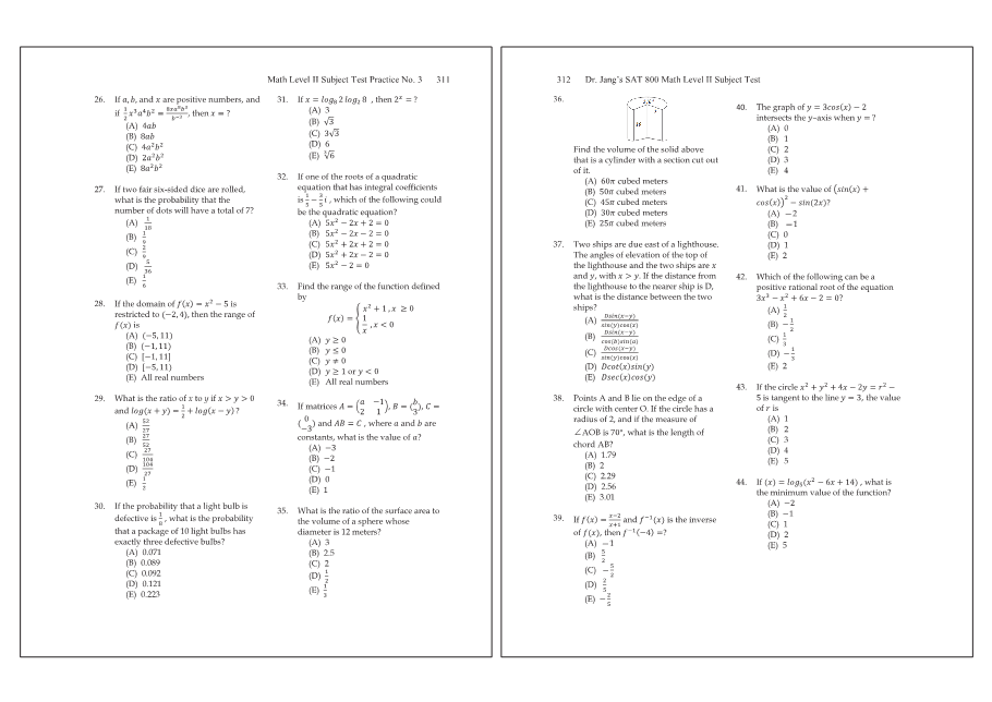 Dr.jang's SAT 800 Math2