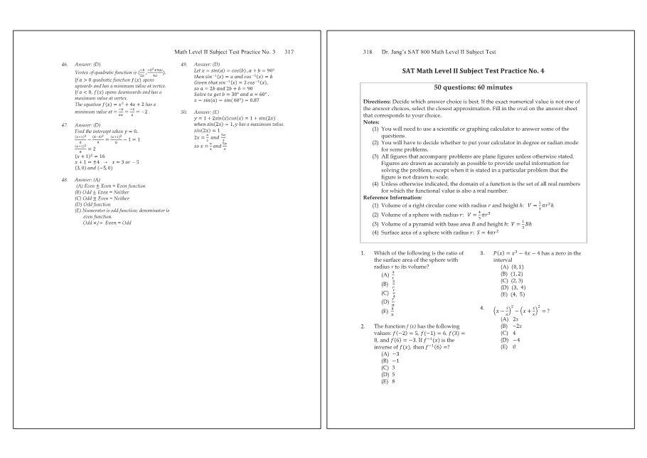 Dr.jang's SAT 800 Math2