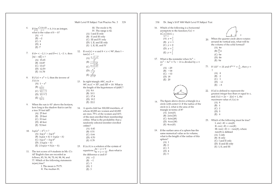 Dr.jang's SAT 800 Math2