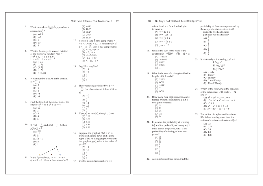 Dr.jang's SAT 800 Math2