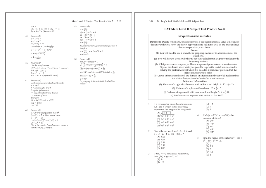 Dr.jang's SAT 800 Math2