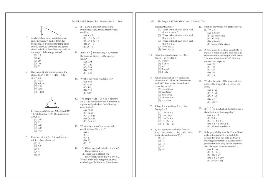 Dr.jang's SAT 800 Math2
