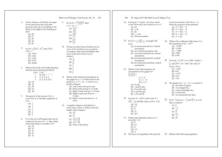 Dr.jang's SAT 800 Math2