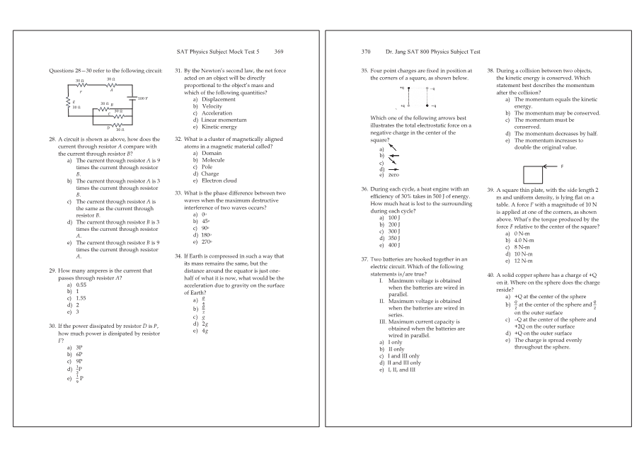 Dr.jang's SAT 800 Physics