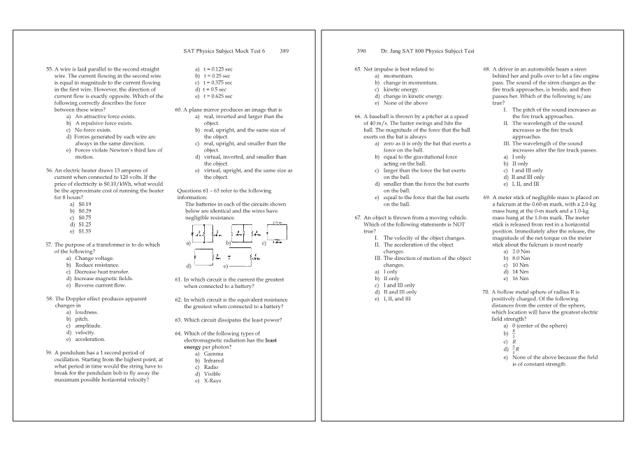 Dr.jang's SAT 800 Physics